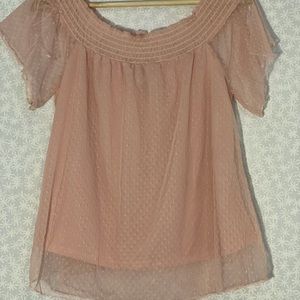 Dusty pink shabby chic sheer short sleeve top